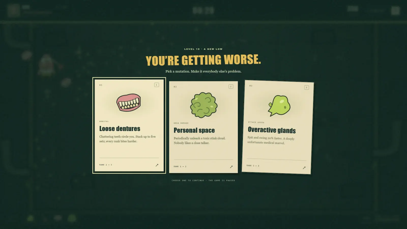Three mutation cards under the headline YOU'RE GETTING WORSE