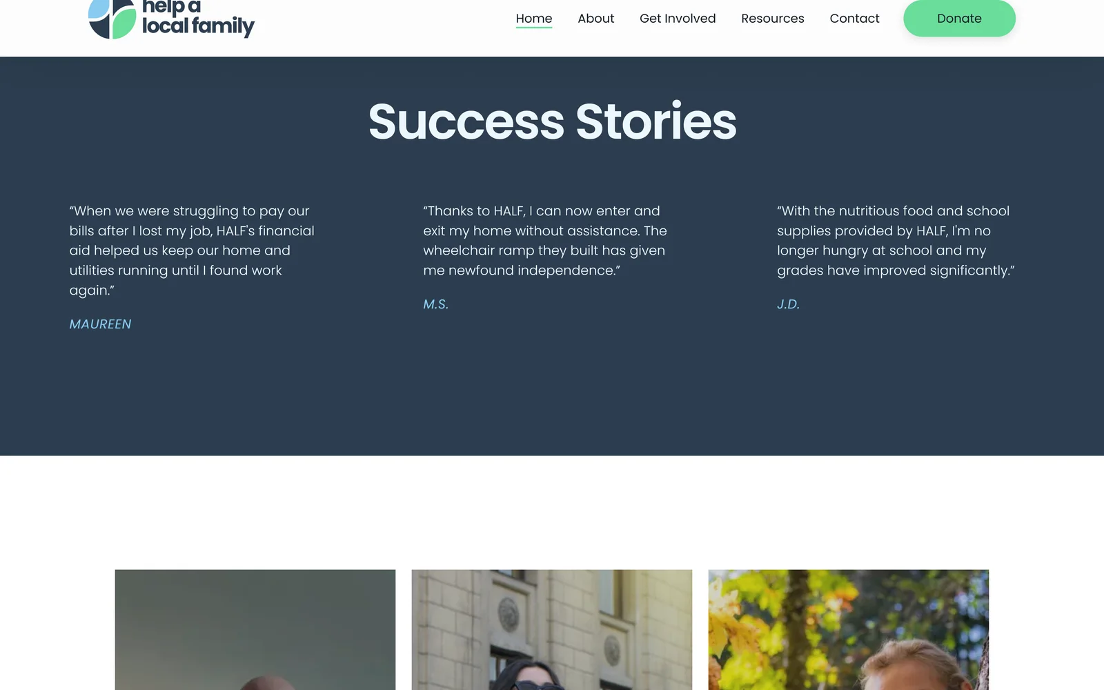 Success stories and testimonials from families HALF has helped