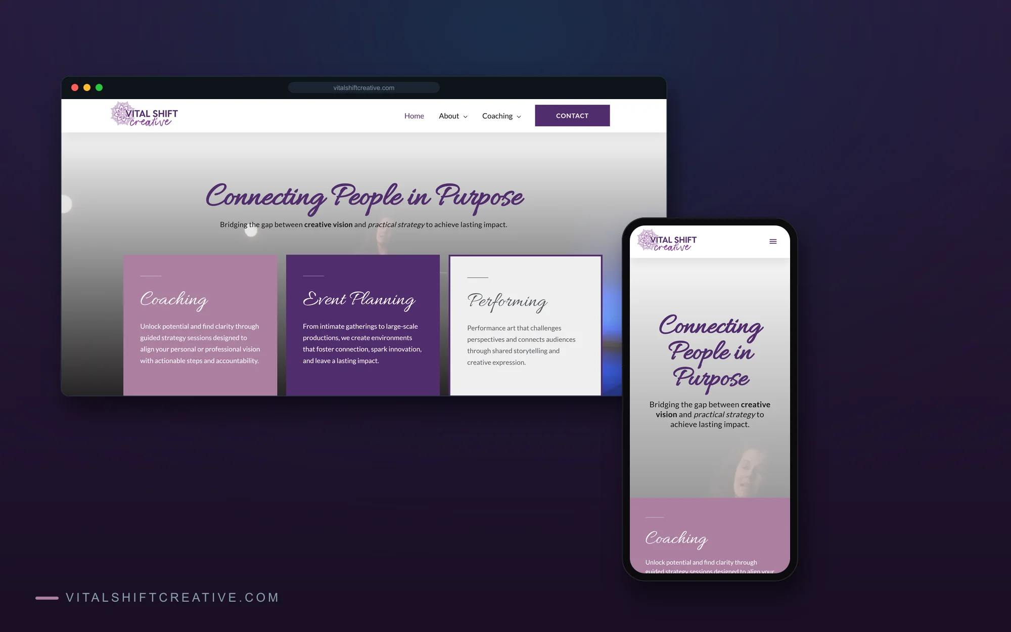 VITAL Shift Creative homepage on desktop and mobile